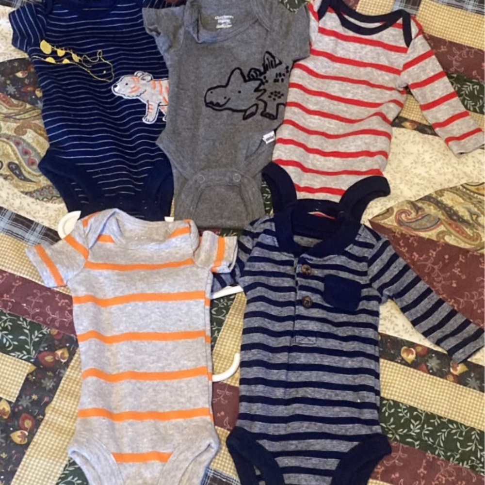 Striped and Dinosaur-Themed Kids One Piece Set